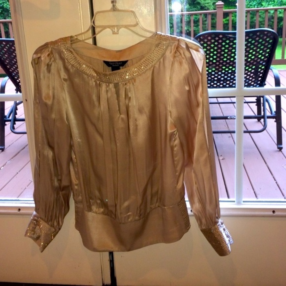 Gorgeous gold blouse with rhinestone details